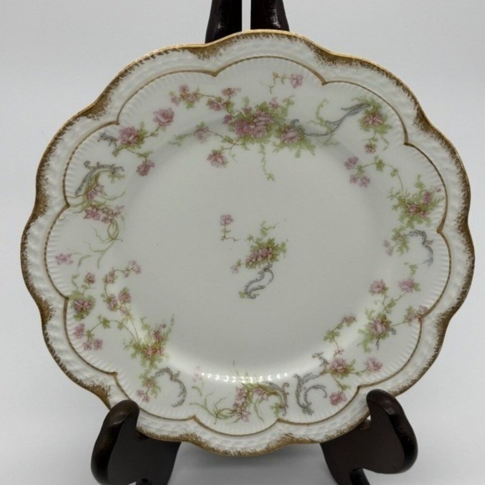 Limoges France,Haviland Plate, Hand Painted with Distribution Mark, Floral Gilt~
